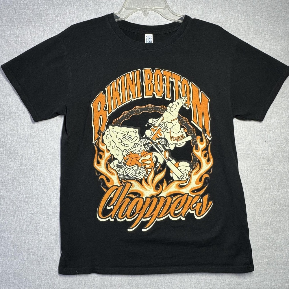 SpongeBob Bikini Bottom Choppers‎ Shirt Mens Medium Black Cartoon Graphic Tee